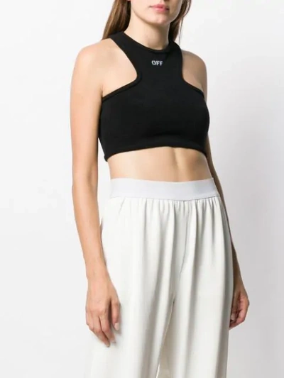 Shop Off-white Logo Print Cropped Tank Top In Black