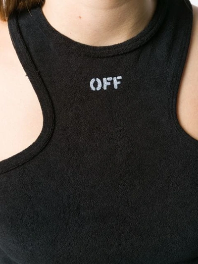 Shop Off-white Logo Print Cropped Tank Top In Black