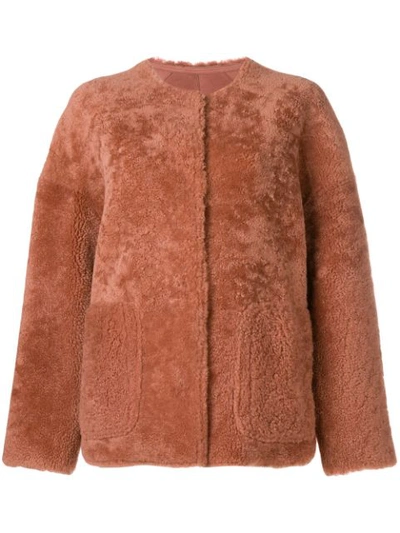 Shop Yves Salomon Meteo Boxy Textured Jacket - Pink