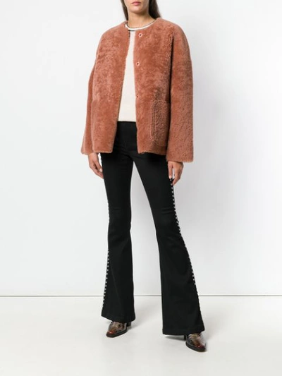 Shop Yves Salomon Meteo Boxy Textured Jacket - Pink