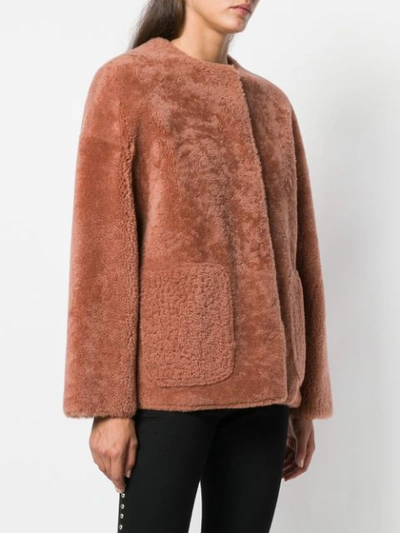 Shop Yves Salomon Meteo Boxy Textured Jacket - Pink