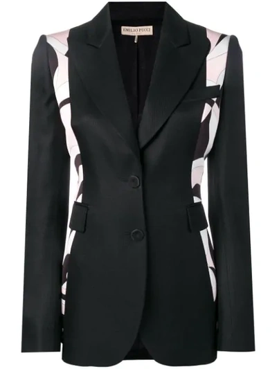 Shop Emilio Pucci Fortuna Print Panelled Blazer In Black