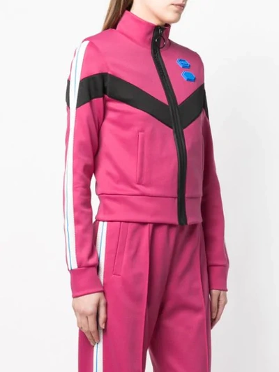 Shop Off-white Cropped Track Jacket In Pink
