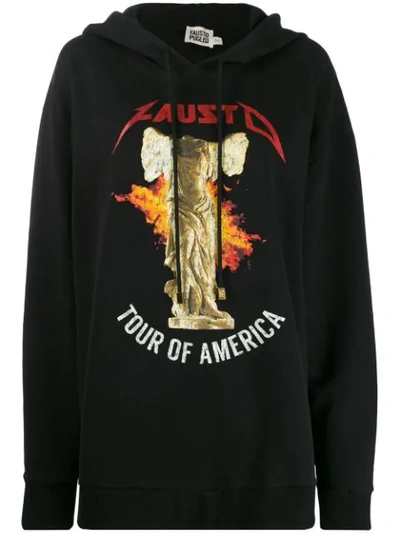 Shop Fausto Puglisi Tour Of America Oversized Hoodie In Black