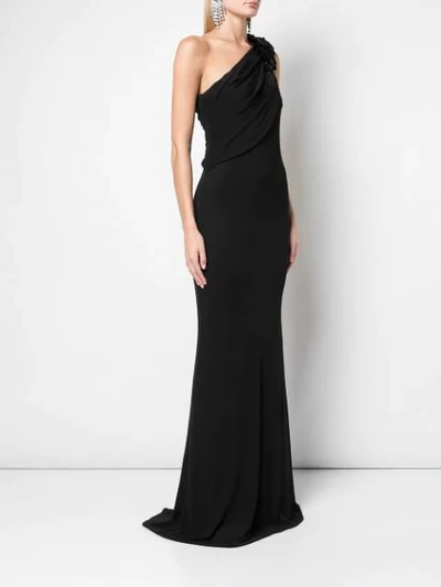 Shop Badgley Mischka Empire Line One Shoulder Dress In Black