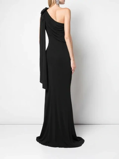 Shop Badgley Mischka Empire Line One Shoulder Dress In Black