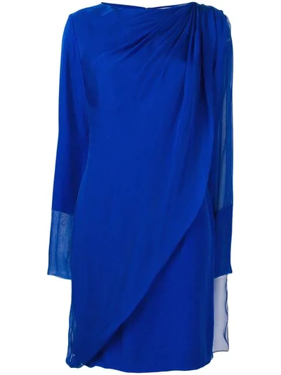 Shop Lanvin Draped Overlay Dress In Blue