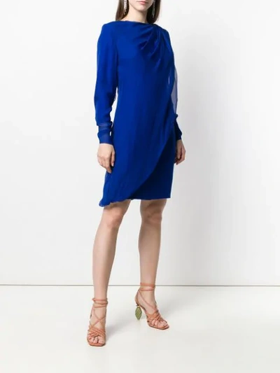 Shop Lanvin Draped Overlay Dress In Blue