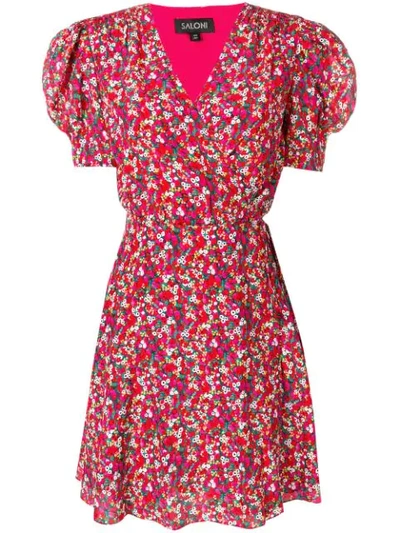 Shop Saloni Poppyfield Wrap Mini Dress In Pink