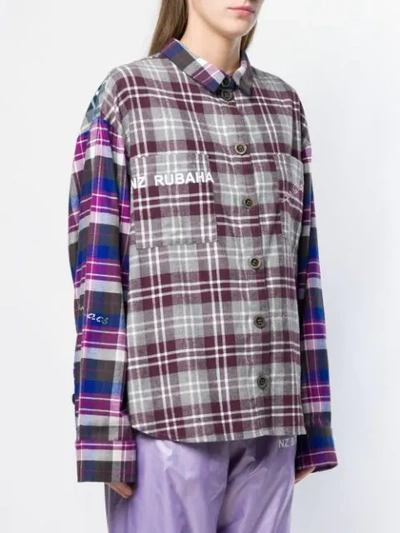 Shop Natasha Zinko Oversized Check Shirt In Purple