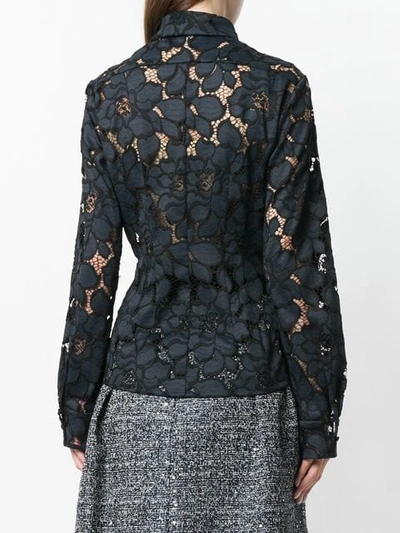 Shop Talbot Runhof Lotus Lace Shirt In Black