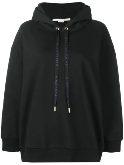 Shop Stella Mccartney Logo Drawstring Hoodie In 1000 Black