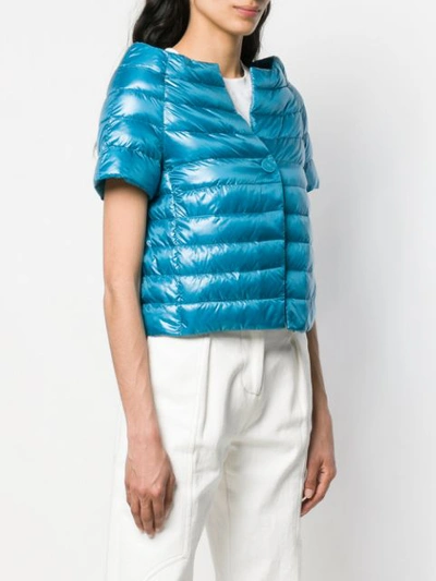 Shop Herno Cropped Puffer Jacket - Blue