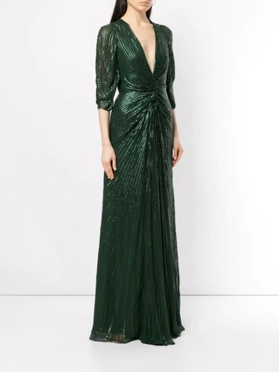 Shop Jenny Packham Embellished Maxi Dress In Green