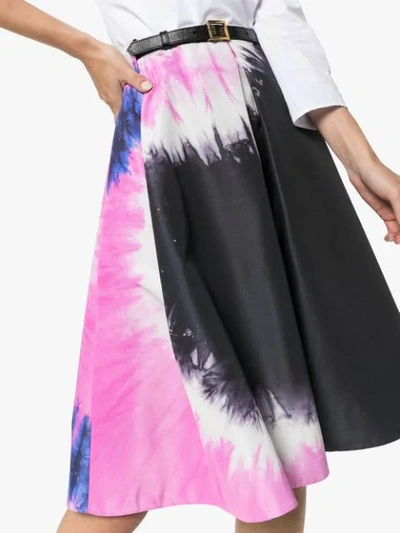 Shop Prada Tie-dye Faille A-line Skirt In Black