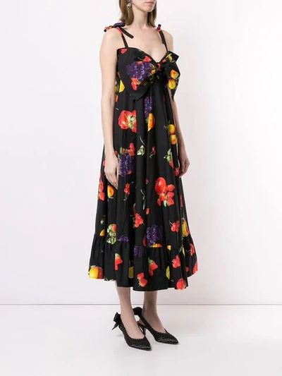 Shop Msgm Fruit Print Maxi Dress In Black