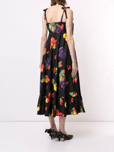 Shop Msgm Fruit Print Maxi Dress In Black