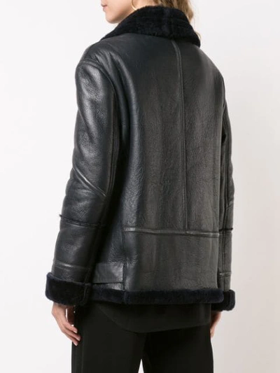 Shop Nicole Miller Shearling Jacket In Black