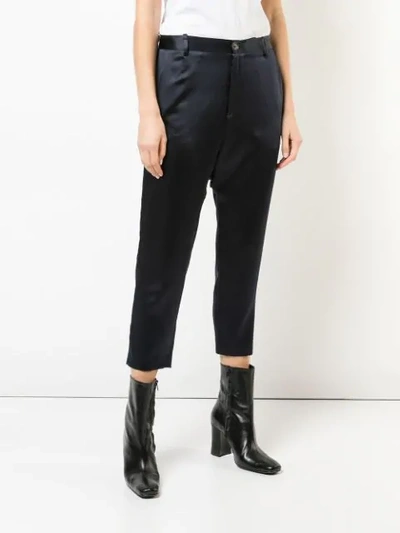 Shop Nili Lotan High-waisted Cropped Trousers In Blue