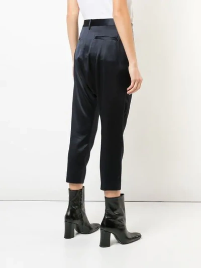 Shop Nili Lotan High-waisted Cropped Trousers In Blue