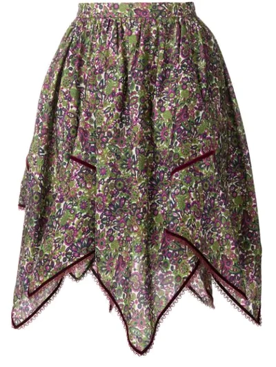 Shop Dsquared2 Floral Print Handkerchief Skirt In Green