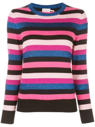 Shop Moncler Striped Jumper In Multicolour