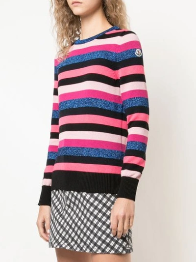 Shop Moncler Striped Jumper In Multicolour