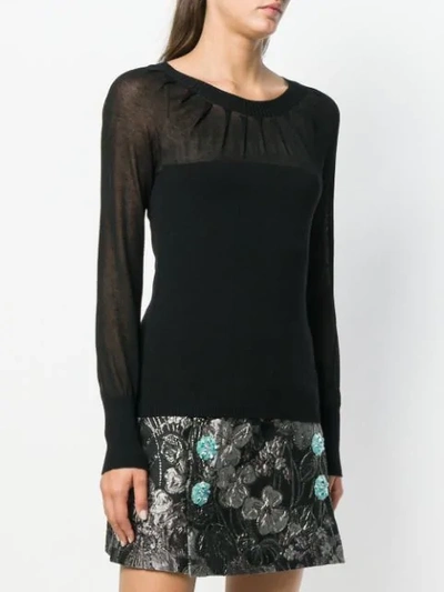 Shop Blumarine Sheer Chest Knit Sweater In Black