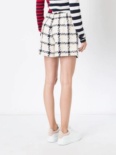 Shop Monse Tweed Check Shorts In White