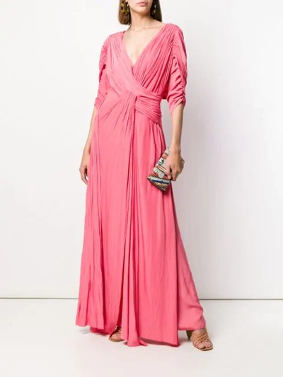 Shop Lanvin Pleated Floor Length Gown In Pink