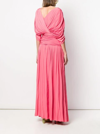 Shop Lanvin Pleated Floor Length Gown In Pink