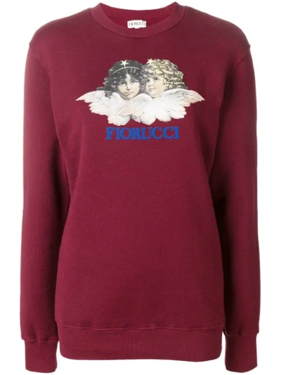 Shop Fiorucci Logo Print Sweater - Red