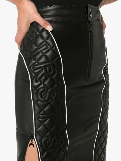 Shop Marine Serre High Waisted Quilted Leather Midi Skirt In Black