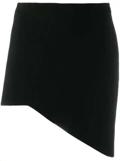 Shop Saint Laurent Asymmetric Mini Skirt In Black