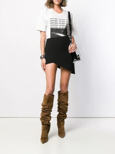 Shop Saint Laurent Asymmetric Mini Skirt In Black