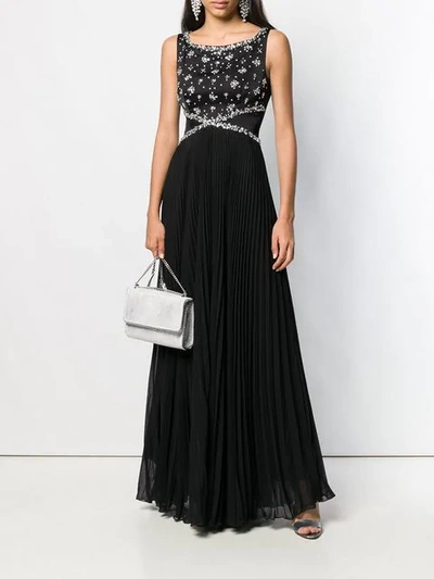 Shop Ermanno Ermanno Embellished Sleeveless Gown In Black