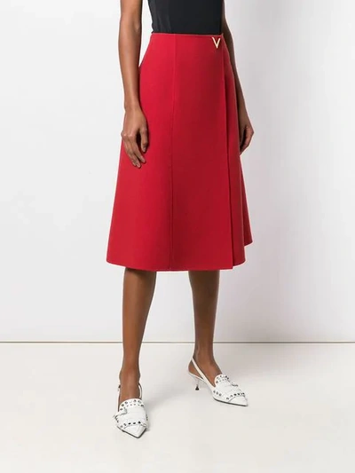 Shop Valentino V Hardware Skirt In Red