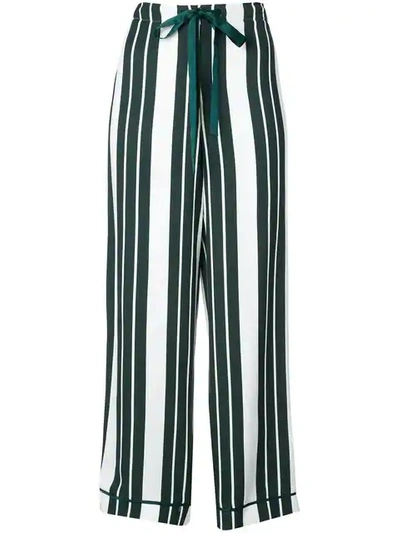 Shop Oscar De La Renta Striped Straight Trousers In White