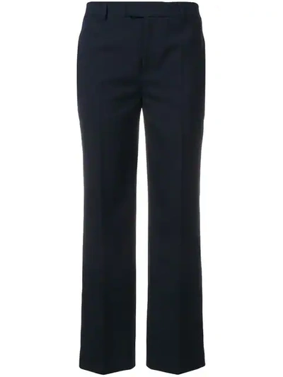 Shop Red Valentino Cropped Pleated Trousers In Blue
