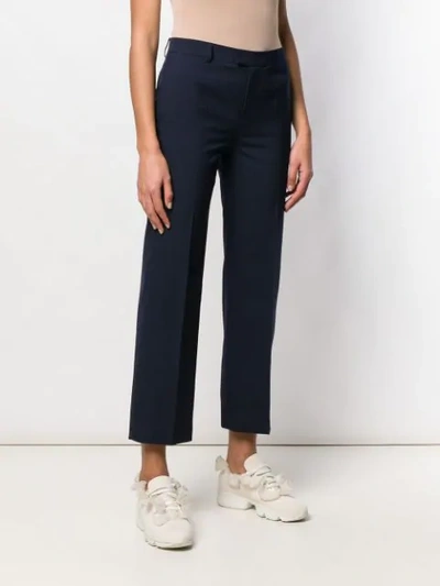 Shop Red Valentino Cropped Pleated Trousers In Blue