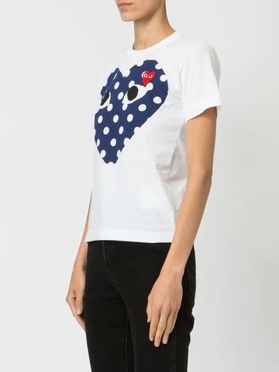 Shop Comme Des Garçons Play Heart Print T-shirt In 1 White