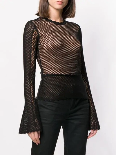 Shop Alexander Mcqueen Longsleeved Crochet Blouse In Black