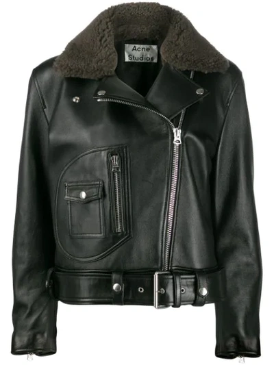 Shop Acne Studios Boxy Fit Biker Jacket In Black