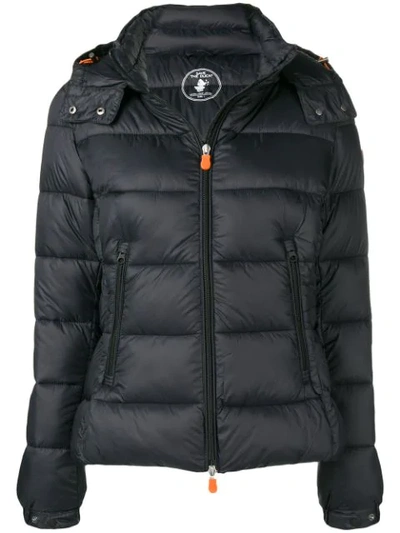 Shop Save The Duck Hooded Padded Jacket - Black