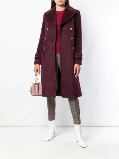 Shop Michael Kors Double Breasted Coat In Red