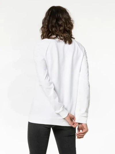 Shop Balmain White Logo Print Cotton T Shirt