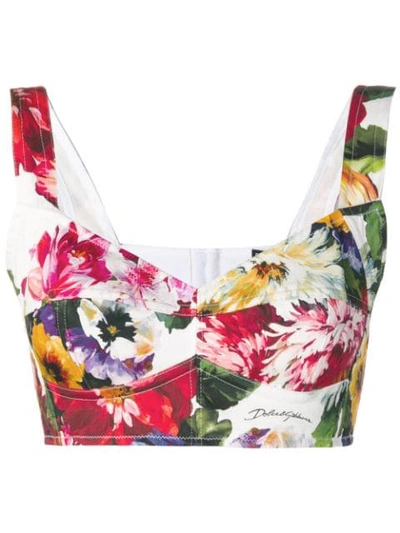 Shop Dolce & Gabbana Printed Bustier Top In White