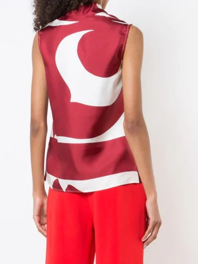 Shop Victoria Beckham Draped Geometric Blouse In Red