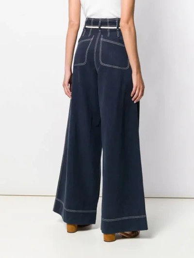 Shop Ulla Johnson Drawstring Wide-leg Jeans In Blue