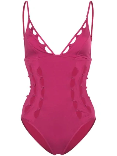 Shop Zimmermann Goldie Crescent Cut-out Swimsuit In Pink